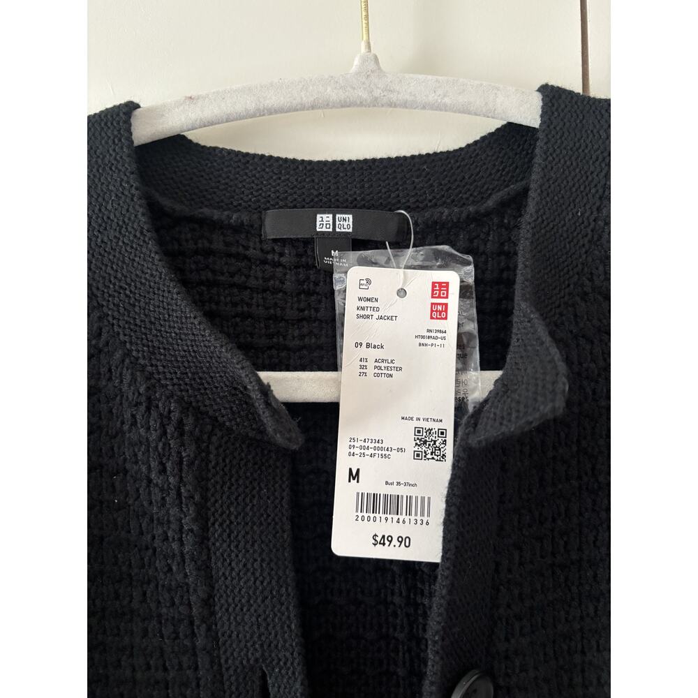 UNIQLO Women’s Black Knitted Short Jacket M - Picture 3 of 5